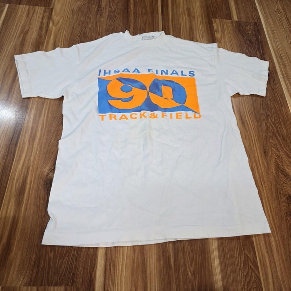 Hanes Other - Vintage IHSAA Finals 1990 Track & Field Shirt Mens XL White Hanes Beefy-T Tee